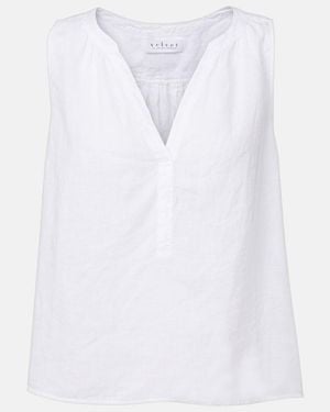 Velvet Tacy Linen Top - White