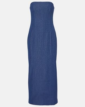 TOVE Alba Strapless Denim Midi Dress - Blue