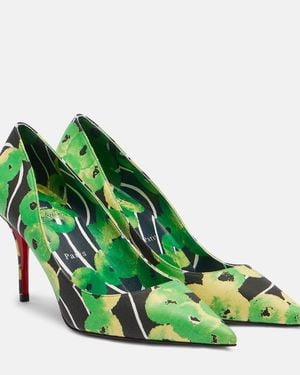 Christian Louboutin Miss Z 80 Printed Satin Court Shoes - Green