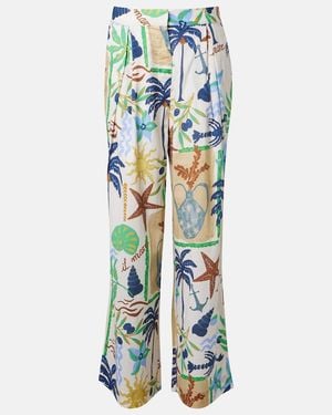 Velvet Trixie Cotton Poplin Wide-Leg Trousers - Blue