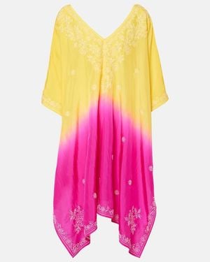 Juliet Dunn Bestickter Kaftan Aus Seide - Pink