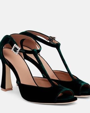 Malone Souliers Nomi 90 Velvet Sandals - Black