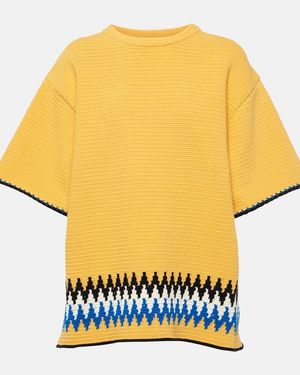 Jil Sander Jacquard-Trimmed Cotton Jersey T-Shirt - Yellow