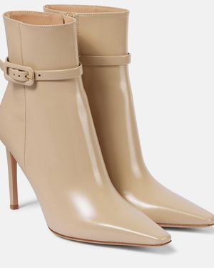 Gianvito Rossi 95 Patent Leather Ankle Boots - Natural