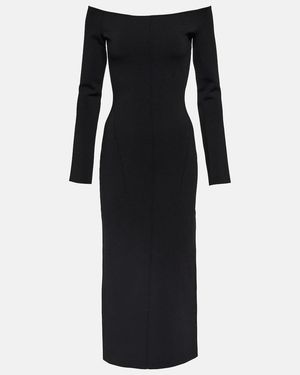 Galvan London Aphrodite Off-Shoulder Midi Dress - Black