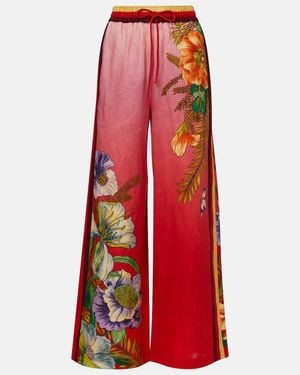 ALÉMAIS Inez Ombre Linen Wide-Leg Pants - Red