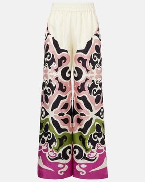 La DoubleJ Printed Silk Twill Palazzo Trousers - Multicolour