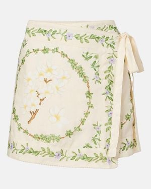 Agua Bendita Luna Floral Linen Beach Cover-Up - Metallic