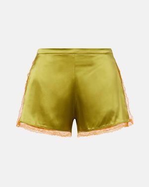 Dries Van Noten Shorts Aus Satin Mit Spitze - Gelb