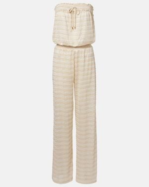 Melissa Odabash Semi-Sheer Lame Jumpsuit - Natural