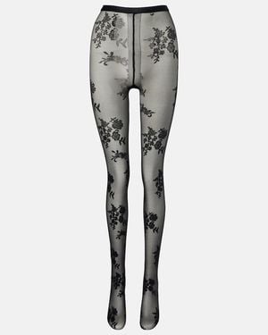 Valentino Floral Tights - Grey