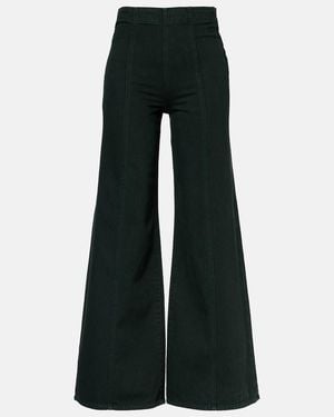 Ulla Johnson Bianca High-Rise Cotton Wide-Leg Trousers - Black