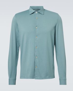 Fedeli Jason Cotton Jersey Shirt - Blue