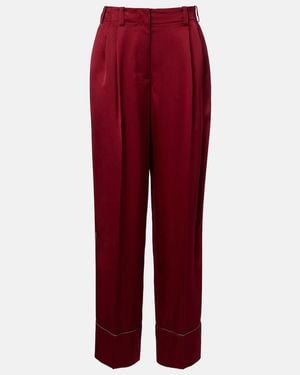 Givenchy Silk Satin Wide-Leg Pants - Red