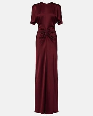 Victoria Beckham Isabella Gathered Satin Gown - Purple