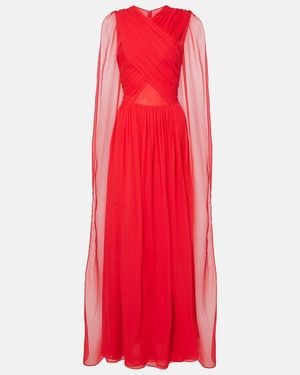 Costarellos Seva Gathered Silk Georgette Gown