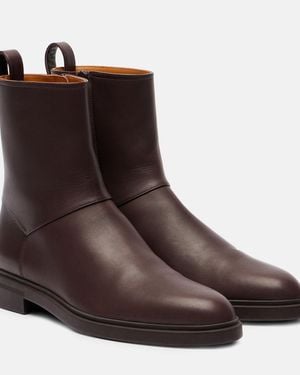 Loro Piana Kilda Leather Ankle Boots - Brown