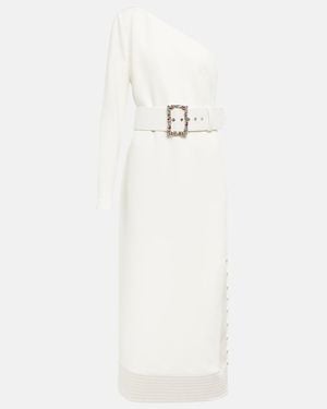 Safiyaa Asymmetrical Crepe Midi Dress - White