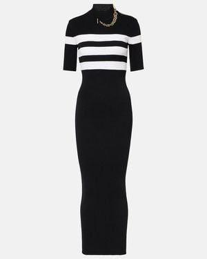 Jean Paul Gaultier Striped Jersey Maxi Dress - Black