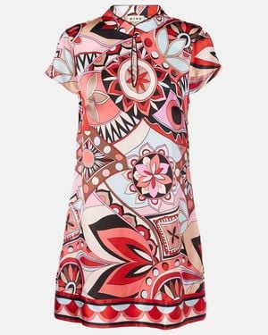 RIXO London Printed Silk Minidress - Red