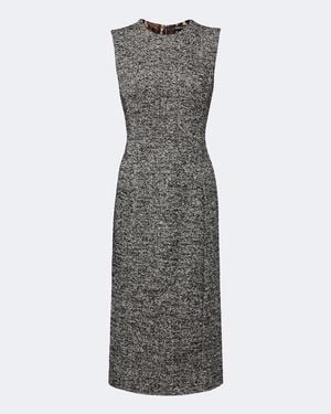 Dolce & Gabbana Robe Midi En Laine Et Soie Melangees - Gris