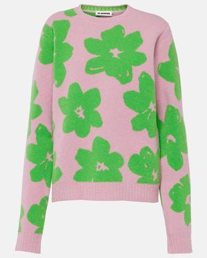 Jil Sander Floral Wool-Blend Jumper - Green