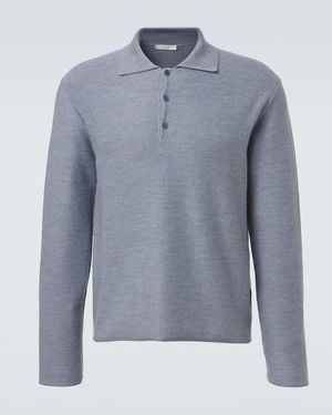 The Row Bertram Cashmere Polo Jumper - Blue