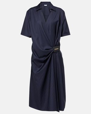 Loewe Wickelkleid Aus Wolle - Blau