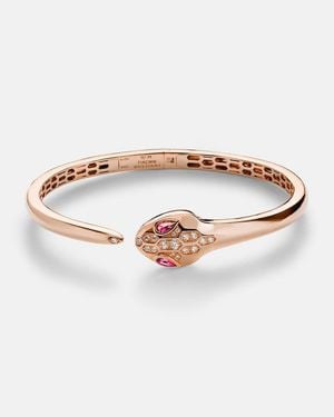 BVLGARI Serpenti 18Kt Rose Bangle With Diamonds And Rubellites - White