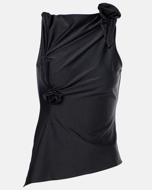 Coperni Floral-Applique Asymmetric Top - Black