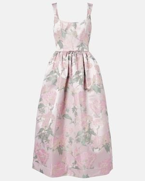 Markarian Apple Floral Brocade Corset Dress - Pink