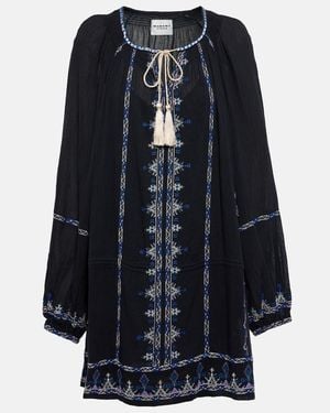 Isabel Marant Parsley Embroidered Cotton Voile Minidress - Blue