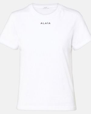 Alaïa Printed Cotton Jersey T-Shirt - White