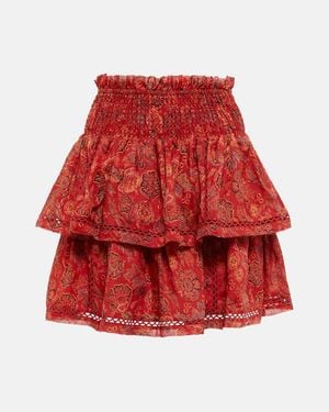 SIR. Allegra Floral Ramie Miniskirt - Red