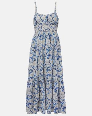 Ulla Johnson Nadine Floral Cotton-Blend Midi Dress - Blue