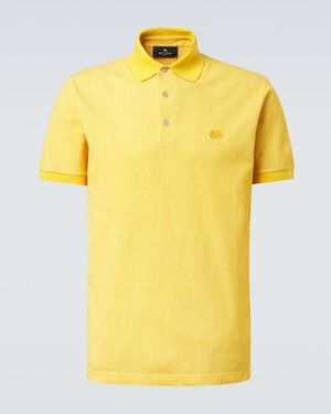 Etro Paisley Cotton Pique Polo Shirt - Yellow