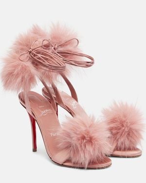 Christian Louboutin Patapompom 100 Crepe Satin Sandals - Pink