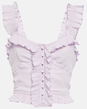 Isabel Marant Gimsy Ruffle-trimmed Crepe Crop Top - Blue