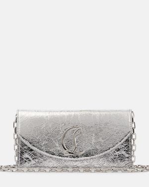 Christian Louboutin Loubi54 Metallic Leather Clutch - Grey