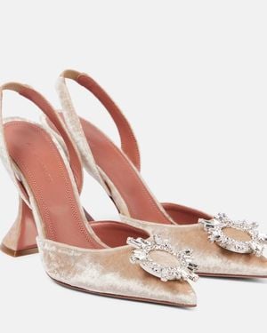 AMINA MUADDI Begum 95 Embellished Velvet Slingback Court Shoes - Pink