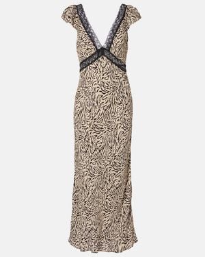 RIXO London Iggy Embroidered Midi Dress - Black