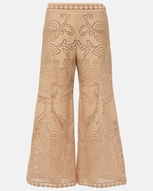 Valentino Guipure Lace Wide-Leg Trousers - Natural
