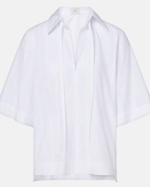 Loulou de Saison Sofi Tie-Neck Cotton Poplin Top - White