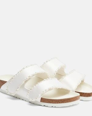Birkenstock Arizona Embellished Satin Sandals - White