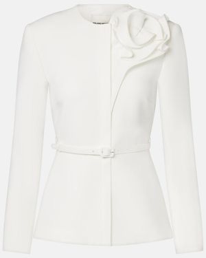 Roland Mouret Floral-Applique Crepe Jacket - White