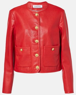 Veronica Beard Andrea Leather Jacket - Red