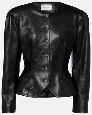 Magda Butrym Peplum Leather Jacket - Black