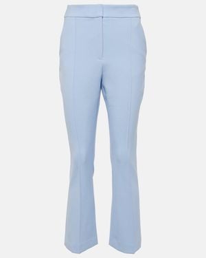 Veronica Beard Tani Cropped High-Rise Flared Trousers - Blue