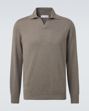 Brunello Cucinelli Polopullover Aus Kaschmir - Grau
