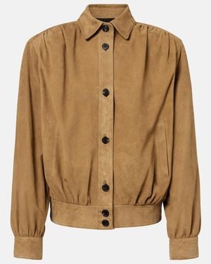 Saint Laurent Gathered Suede Jacket - Brown